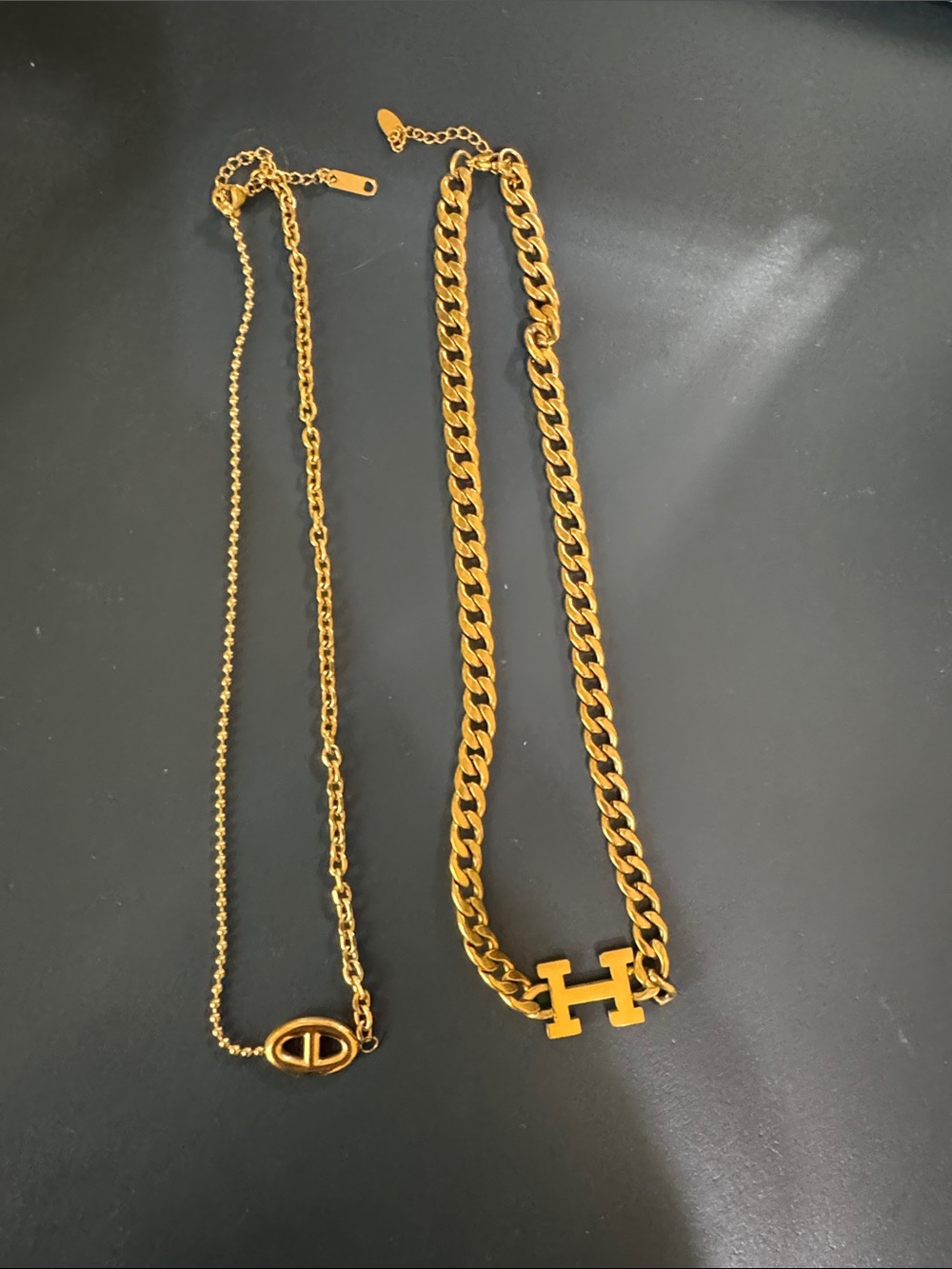 Gold-Tone Women's Chain Necklace bundle with H Pendant